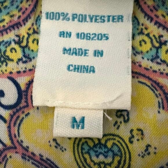 Sundance Boho Paisley Print Midi Dress Multicolor V-Neck Short Sleeve Size M - Picture 6 of 7